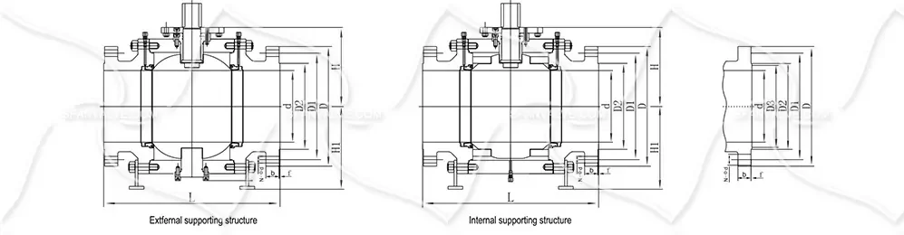 Trunnion Mounted Ball Valve – Worm Gear Operation, Flanged Ends, A105 Material, API 6D Compliant 6 固定球阀尺寸 副本.webp e1792032240596