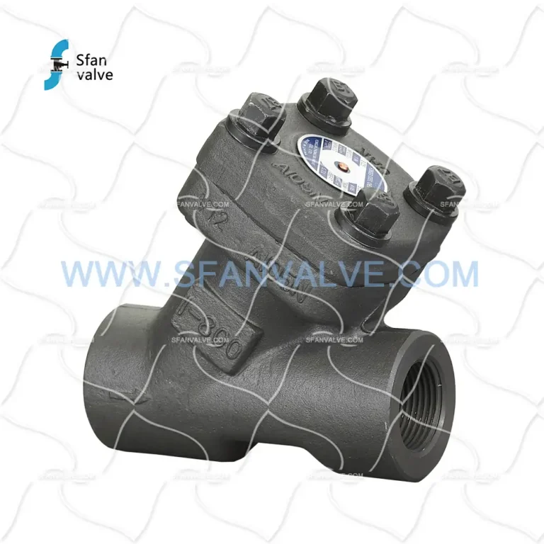 Forged steel Y type check valve, A105 material, 800LB rating, threaded ends for high-pressure oil & gas systems
